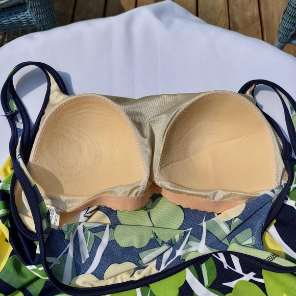 Navy, Green and yellow Floral Tankini by Baltex - Picture 3 of 5